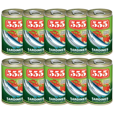 필리핀 555 정어리 토마토 소스 통조림 캔 155g 5개 / SARDINES IN TOMATO SAUCE 맛있는 사딘, 10개