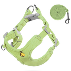 ANTS 鈴鐺圖案寵物胸背帶 XS號+牽繩, 綠色, 1套