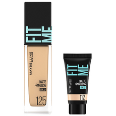 메이블린 핏미 파운데이션 레노 30ml + 미니파운데이션 5ml 세트, 125 누드 베이지(파운데이션), 112 내추럴 아이보리(미니파운데이션), 1개