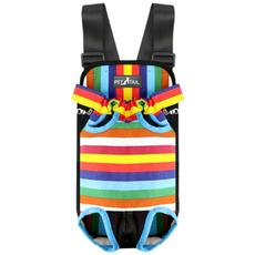 펫테일 애견 강아지 앞가방 슬링백 포대기 프론트백, 2. 스트라이프 레인보우 + 어깨보호용패드 1쌍(2개), 1개