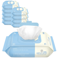 하늘수 퓨어 아기 물티슈 캡형, 55g, 76매, 10개