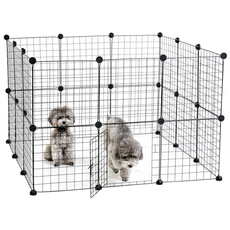 DING DONG PET 寵物圍欄 23入+安全門組, 黑色