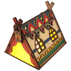 [아이디몬] 우드 DIY 인디언텐트 만들기 꾸미기 나무 조립 캠핑 미니어쳐 색칠놀이 입체 퍼즐 키트, 혼합색상, 1개