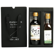 Shinangchon 裝滿自然的芝麻油 220ml+釀造醬油 500ml禮盒組, 1組