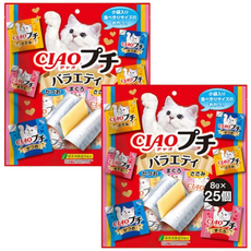 이나바 고양이 CIAO 쁘띠 버라이어티 25p, 200g, 2개, 혼합맛(참치/가다랑어/닭가슴살)