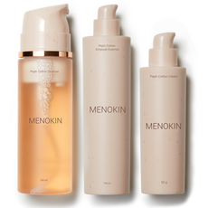 MENOKIN 每日護理胜肽棉柔潔面乳 200ml + 安瓶精華液 100ml + 乳霜 50g 套組, 1套