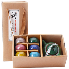 도자기 물고기 찻잔세트 입체 찻잔, 랜덤 컬러(6p)&찻주전자, 1세트