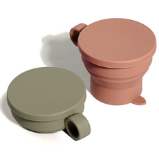 비비또 실리콘 접이식 폴딩 컵 등산컵 160ml 2개 세트, 올리브그레이+핑크브라운, 1세트