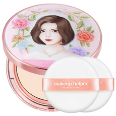 makeup helper Best Art Edition系列經典持效蜜粉餅 Lovely Rachel 25g+專用粉撲, 21 Light Pink, 1組