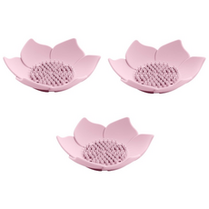 리빙쉘 꽃모양 욕실 비누 케이스 물빠짐 비누받침 홀더, 3개, 핑크