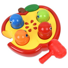 뉴 사과 애벌레 망치놀이 / 유아 악기 두더지 망치놀이 장난감 소근육 유아 교육완구, 1개