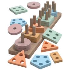 기하학 블라우스 몬테소리 장난감 생일 선물 모양 분류 기계 1-3세 2-4세 유아 목제 장난감 학습 교육 감각 겹치기 유아 지능 완구, 1개