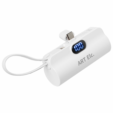 아트일렉 미니 도킹형 갤럭시 아이폰 일체형 10W 고속충전 보조배터리 5000mAh USB C타입, 화이트, AEC-01(C타입)
