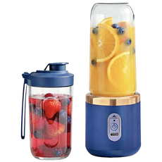 HOMIE 믹서기 2개 용기 휴대용 미니 믹서기 USB 충전식 무선 믹서기, 블루