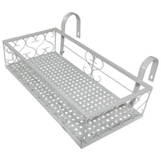 MK 베란다 화분걸이대 일반 난간용 (직각 50 X 20cm) 난간고리2개형, 화이트, 1단