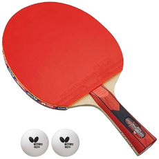 버터플라이 미즈타니준 2000 (FL) 쉐이크핸드 탁구라켓 탁구공 완제품 세트, 1개