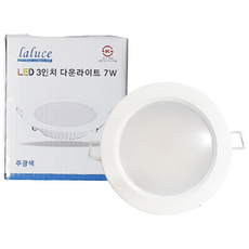 LALUCE LED 3인치 다운라이트 7W 매입등, 주백색, 1개