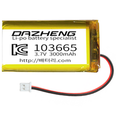 리튬폴리머 배터리 충전지 103665 3.7V 3000mAh, 1개, 1개입