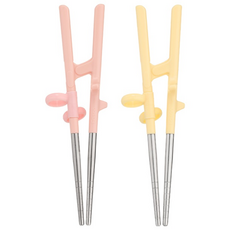 에디슨 2단계 스텐 젓가락, 핑크 EC1271 + 옐로우 EC1288, 1세트