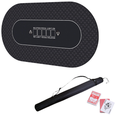 홀덤 포커 매트 테이블 칩 카드 세트 게임 패드 보드게임 트럼프카드 포함, 블랙, 1개