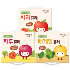 [베이비본죽] 국산 과일퓨레 3종세트 100gx6개입 (사과+배케일+자두) 아기 퓨레 이유식, 1개