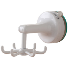 욕실 주방 소품 조리도구 수납 고리 천장 벽 부착 흡착식 회전 6구 천정 후크 걸이, 화이트