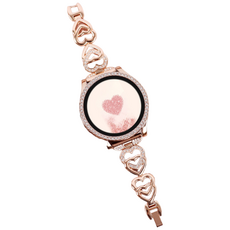 오르몽트 갤럭시워치7 6 5 4 3 호환 하트 큐빅 스트랩 브레이슬릿 메탈 갤럭시워치스트랩, 로즈골드