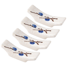 제이_ 도자기 세라믹 수저받침 식기받침 4종 4개 묶음, 1세트, 01 블루 플라워 (4개)