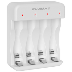 PUJIMAX AA AAA 1.2V Ni-MH 충전기 급속충전기 4슬롯 충전배터리 TYPE-C LED 완충표시 스마트 MCU 제어 충전기 N406, 1개