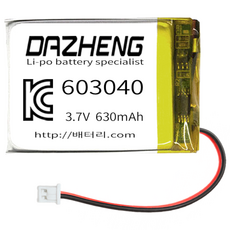 리튬폴리머 배터리 충전지 603040 3.7V 630mAh, 1개, 1개입