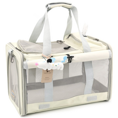 퍼피허그 Airmong 강아지 고양이 이동 가방 애견 캐리어 산책가방 기내용 컨넬 카시트 슬링백, 크림, 1개