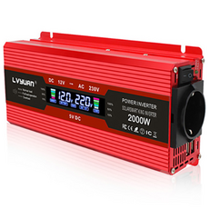 루앤 차량용 LCD 인버터 유사계단파 2000W 220V 60hz 한국형 KC인증, 레드 용량 2000W 전압 12V, 1개
