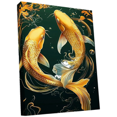 뉴타임즈 3D 보석십자수 벽화 50X40cm DIY 키트 캔버스형 액자 홈 인테리어 특별한 선물 모자이크 십자수 모자이크 보석, 1세트, 금빛 비단잉어 00069