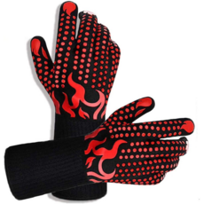 숯불내열 장갑 목탄불 바베큐 오븐 논슬립 방열장갑, 1세트, 레드