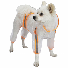 四腳透明連身狗狗雨披, 橘色