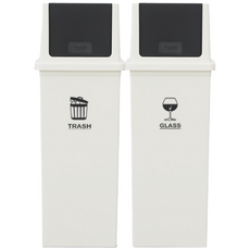 슬림 분리수거함 50L 푸시도어 2P세트, 푸쉬 아이보리 2P세트