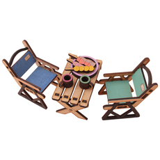 아이디몬 우드 DIY 캠핑테이블&의자 캠핑 용품 미니어쳐 만들기 MDF 조립 키트, 단품, 1개