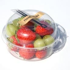 키친코디 컵과일용기 400ml 50p +돔뚜껑 50p +포크 50p +스티커56 일회용 투명 샐러드용기 세트, 1세트, 50개
