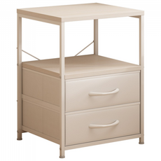 소웰홈 패브릭 서랍형 협탁 선반 포함, 2단, 화이트