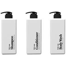 800ml 사각 욕실 디스펜서 블랙 라벨 3종 세트, 화이트 블랙 800ml 3종 세트