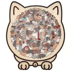 빌리네집 고양이 직소퍼즐 힐링 성인용 퍼즐 인테리어 소품 고양이굿즈 135피스, 모란디컬러, 1개