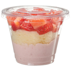 키친코디 컵과일용기 9oz + 평뚜껑 일회용 투명 샐러드 떡포장 케이스 세트, 1세트, 100개