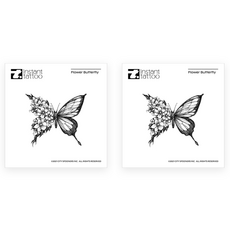 instant tattoo 花朵蝴蝶, 單色, 2個
