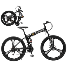 유니로스 mtb자전거 접이식자전거 입문용 산악자전거 24 26인치, 삼각휠, 블랙+화이트, 1개