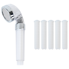 HOMEDAUM 暴風增壓三段式調節濾芯蓮蓬頭(窄版)+濾芯 5入組, 1套, 混色