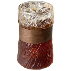 물결 무늬 우드밴드 우드홀더 글라스컵, 1개, 우드 410ml