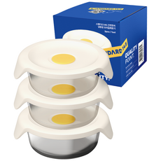스탠다드145 간편한끼 촉촉한 냉동밥 원형 유리 밀폐 용기, 390ml 3개, 3세트