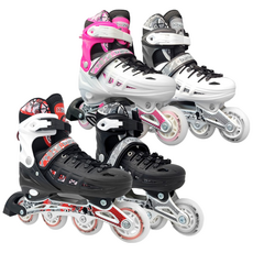 NEW 버즈런 유아 아동 사이즈조절 인라인스케이트, 리퍼브 화이트 핑크 L, 1개
