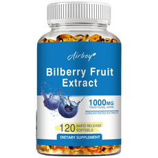 고농축 빌베리 추출물 눈 건강 시력 보호 안구 혈류 개선 망막 건강 항산화 효과 블루베리 4배 농축 Non-GMO 글루텐 프리 비건 캡슐, 1개, 60정