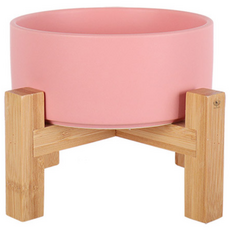 DING DONG PET 寵物時尚大理石紋陶瓷餐具 雙層單口高級款 S, 粉紅色, 1個